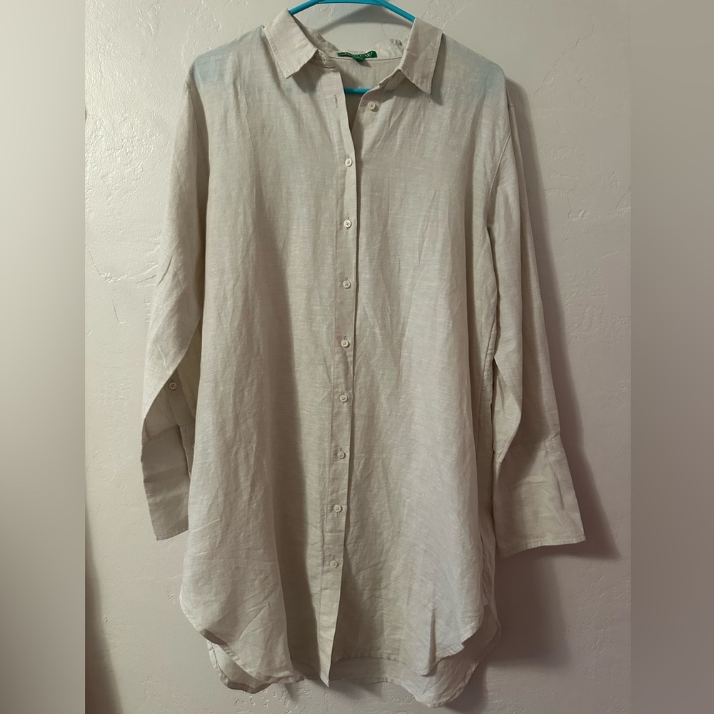 Women’s J.Crew Linen Tunic Button Up Beach Cover Up